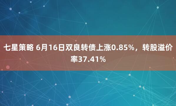 七星策略 6月16日双良转债上涨0.85%，转股溢价率37.41%